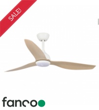 Fanco Eco Style 3 Blade 52" DC Ceiling Fan with Remote & LED Light Control in White & Beechwood